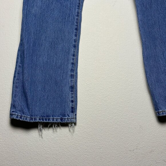 Levi 517 Denim Jean Pant Men 36x30 Western Blue Distressed Ripped Straight Boot - Picture 9 of 14